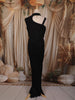 Classic Black Heavy Sequins and Beads Embroidered Design Satin Ready to Wear Draped Saree
