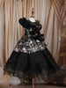 Classic Black Heavy Sequins and Glitter Embroidered Design Net Kids Gown