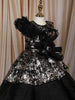 Classic Black Heavy Sequins and Glitter Embroidered Design Net Kids Gown