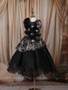 Classic Black Heavy Sequins and Glitter Embroidered Design Net Kids Gown