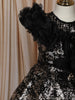 Classic Black Heavy Sequins and Glitter Embroidered Design Net Kids Gown