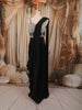 Classic Black Heavy Stone Embellished Design Crushed Ready To Wear Saree with Silver Beaded Designer Blouse