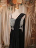 Classic Black Heavy Stone Embellished Design Crushed Ready To Wear Saree with Silver Beaded Designer Blouse