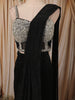Classic Black Heavy Stone Embellished Design Crushed Ready To Wear Saree with Silver Beaded Designer Blouse
