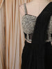 Classic Black Heavy Stone Embellished Design Crushed Ready To Wear Saree with Silver Beaded Designer Blouse