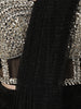 Classic Black Heavy Stone Embellished Design Crushed Ready To Wear Saree with Silver Beaded Designer Blouse