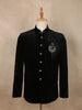 Classic Black Horse Motif Design Velvet Men's Suit