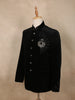 Classic Black Horse Motif Design Velvet Men's Suit