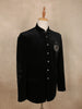Classic Black Horse Motif Design Velvet Men's Suit