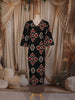 Classic Black Ikat Printed Design Cotton Straight Cut Salwar Suit