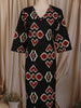 Classic Black Ikat Printed Design Cotton Straight Cut Salwar Suit