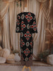 Classic Black Ikat Printed Design Cotton Straight Cut Salwar Suit