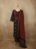 Classic Black Ikat Printed Design Cotton Straight Cut Salwar Suit with Contrast Dupatta