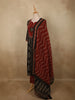Classic Black Ikat Printed Design Cotton Straight Cut Salwar Suit with Contrast Dupatta