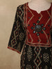 Classic Black Ikat Printed Design Cotton Straight Cut Salwar Suit with Contrast Dupatta