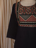 Classic Black Kalamkari Printed Design Cotton Straight Cut Salwar Suit
