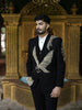 Classic Black Large Eagle Motif Beads Embroidered Design Polynosic Wedding Men's Suit with Matching Pant