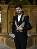 Classic Black Large Eagle Motif Beads Embroidered Design Polynosic Wedding Men's Suit with Matching Pant