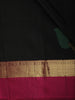 Classic Black Leaf Butta Woven Design Pure Kanchipuram Silk Saree with Contrast Zari Border