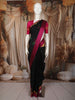 Classic Black Leaf Butta Woven Design Pure Kanchipuram Silk Saree with Contrast Zari Border