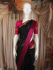 Classic Black Leaf Butta Woven Design Pure Kanchipuram Silk Saree with Contrast Zari Border