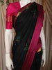Classic Black Leaf Butta Woven Design Pure Kanchipuram Silk Saree with Contrast Zari Border