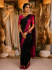 Classic Black Leaf Butta Woven Design Pure Kanchipuram Silk Saree with Contrast Zari Border