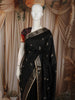 Classic Black Leaf Butta Zari Woven Design Raw Silk Festive Saree with Zari Border