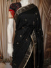 Classic Black Leaf Butta Zari Woven Design Raw Silk Festive Saree with Zari Border