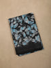 Classic Black Leaf Printed Design Linen Cotton Saree
