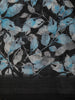 Classic Black Leaf Printed Design Linen Cotton Saree