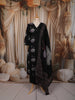 Classic Black Lotus Floral Motif Printed Design Cotton Straight Cut Salwar Suit with Matching Dupatta