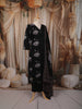 Classic Black Lotus Floral Motif Printed Design Cotton Straight Cut Salwar Suit with Matching Dupatta