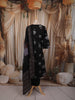Classic Black Lotus Floral Motif Printed Design Cotton Straight Cut Salwar Suit with Matching Dupatta