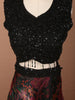Classic Black Multicolor Floral Printed and Sequins Embroidered Design Organza Party Wear Lehenga with Matching Dupatta