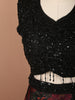 Classic Black Multicolor Floral Printed and Sequins Embroidered Design Organza Party Wear Lehenga with Matching Dupatta