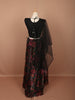 Classic Black Multicolor Floral Printed and Sequins Embroidered Design Organza Party Wear Lehenga with Matching Dupatta