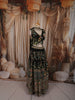 Classic Black Multicolor Floral Sequins and Zari Embroidered Design Tussar Silk Party Lehenga with Matching Choker Dupatta