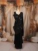 Classic Black Oversized Floral Sequins and Beads Embroidered Design Crepe Silk Ready To Wear Saree with Matching Designer Blouse