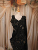 Classic Black Oversized Floral Sequins and Beads Embroidered Design Crepe Silk Ready To Wear Saree with Matching Designer Blouse