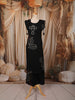 Classic Black Oversized Leaf and Circular Floral Mirror and Thread Embroidered Design Cotton Palazzo Suit