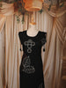 Classic Black Oversized Leaf and Circular Floral Mirror and Thread Embroidered Design Cotton Palazzo Suit