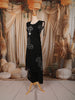 Classic Black Oversized Leaf and Circular Floral Mirror and Thread Embroidered Design Cotton Palazzo Suit