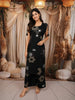 Dark Green Oversized Floral Mirror and Thread Embroidered Design Cotton Palazzo Suit