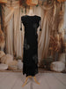 Classic Black Oversized Leaf and Circular Floral Mirror and Thread Embroidered Design Cotton Palazzo Suit
