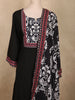 Classic Black Paisley Printed Design Cotton Salwar Suit with Dupatta