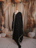 Classic Black Paisley Sequins and Kartana Beads Embroidered Design Palazzo Suit with Matching Dupatta