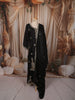 Classic Black Paisley Sequins and Kartana Beads Embroidered Design Palazzo Suit with Matching Dupatta
