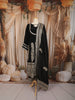 Classic Black Paisley Zari Embroidered and Stone Embellished Design Semi Silk Anarkali Salwar Suit with Matching Dupatta