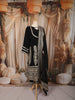 Classic Black Paisley Zari Embroidered and Stone Embellished Design Semi Silk Anarkali Salwar Suit with Matching Dupatta